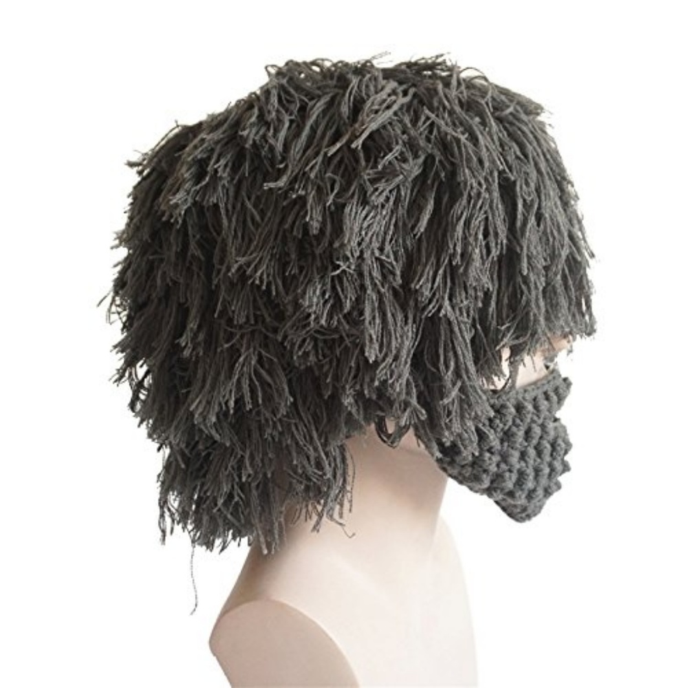Halloween Costume Knit Mask Wig Beard Hat - Picture 2 of 5